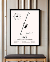 Farmville Regional Airport framed poster displayed in an airplane hangar