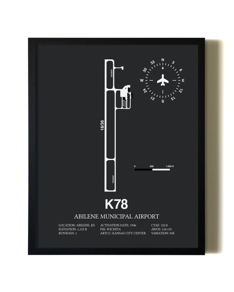 Unframed Abilene Municipal Airport map print poster