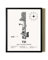 Framed Aero Country Airport wall art poster in black frame