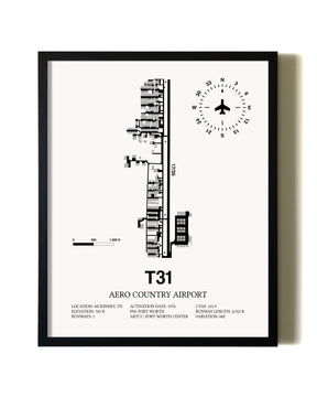 Framed Aero Country Airport wall art poster in black frame