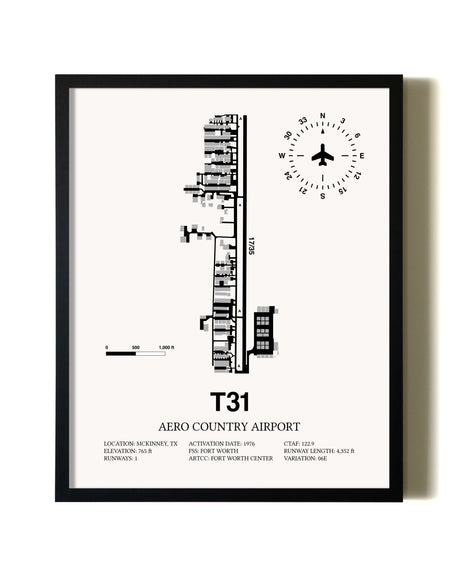 Framed Aero Country Airport wall art poster in black frame