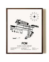 Flying Cloud Airport aviation print in walnut frame