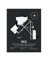 Gray Framed New River Marine Corps Air Station (McCutcheon Field) Airport layout wall art poster