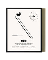 Framed Morris Municipal Airport-Charlie Schmidt Field wall art poster in black frame