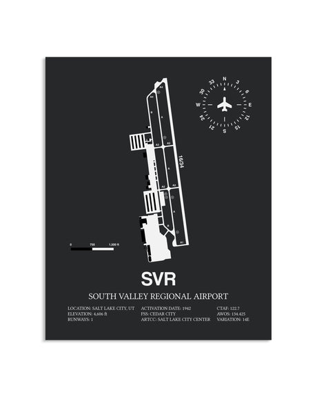 Gray Framed South Valley Regional Airport layout wall art poster