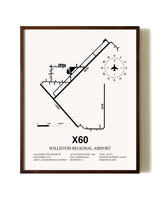 Williston Regional Airport aviation print in walnut frame