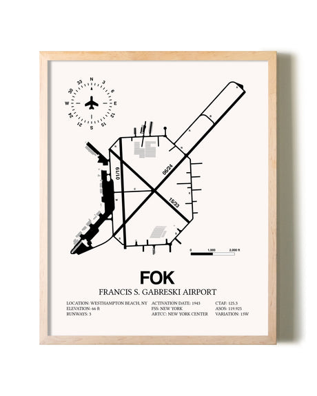 Francis S. Gabreski Airport framed wall art in white frame