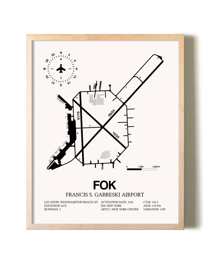 Francis S. Gabreski Airport framed wall art in white frame