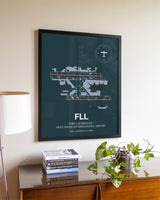 Framed Fort Lauderdale/Hollywood International Airport layout wall art poster