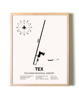 Telluride Regional Airport framed wall art in white frame