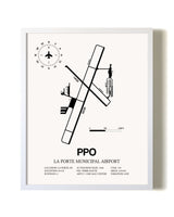 La Porte Municipal Airport airport map poster in oak frame