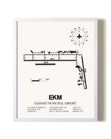 Elkhart Municipal Airport airport map poster in oak frame