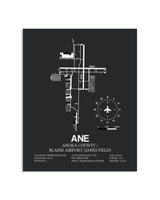 Gray Framed Anoka County/Blaine Airport (Janes Field) layout wall art poster