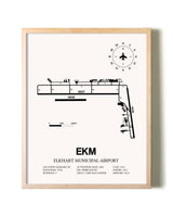 Elkhart Municipal Airport framed wall art in white frame