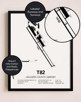 Framed Gillespie County Airport layout wall art poster