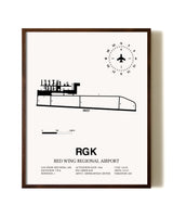 Red Wing Regional Airport aviation print in walnut frame