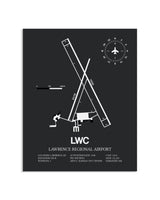 Gray Framed Lawrence Regional Airport layout wall art poster