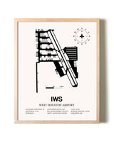 West Houston Airport framed wall art in white frame