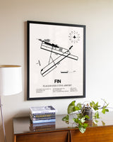Flagler Executive Airport aviation wall décor in black wood frame