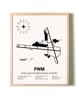 Portland International Jetport framed wall art in white frame