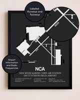 New River Marine Corps Air Station (McCutcheon Field) Airport poster size comparison chart