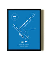 Sky Blue Cross City Airport aviation wall décor in black wood frame