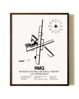 Richard B. Russell Regional Airport - J.H. Towers Field aviation print in walnut frame