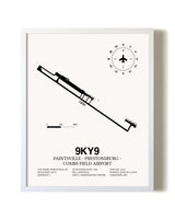 Paintsville-Prestonsburg - Combs Field Airport airport map poster in oak frame