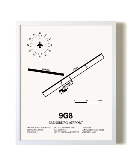 Ebensburg Airport airport map poster in oak frame