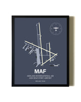 Framed Midland International Air and Space Port Airport wall art poster in black frame