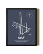 Framed Midland International Air and Space Port Airport wall art poster in black frame
