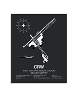 Gray Framed West Virginia International Yeager Airport layout wall art poster