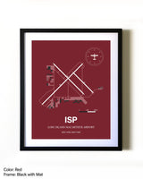 Long Island Mac Arthur Airport aviation wall décor in black wood frame