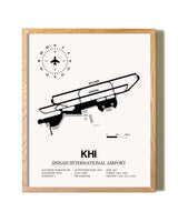 Jinnah International Airport framed print in natural wood frame