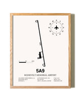 Roosevelt Memorial Airport framed print in natural wood frame