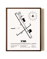 Williston Basin International Airport aviation print in walnut frame