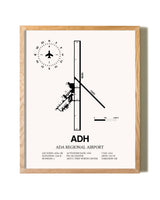 Ada Regional Airport framed print in natural wood frame