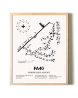 Hidden Lake Airport framed wall art in white frame