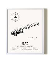 Sky Ranch at Carefree airport map poster in oak frame