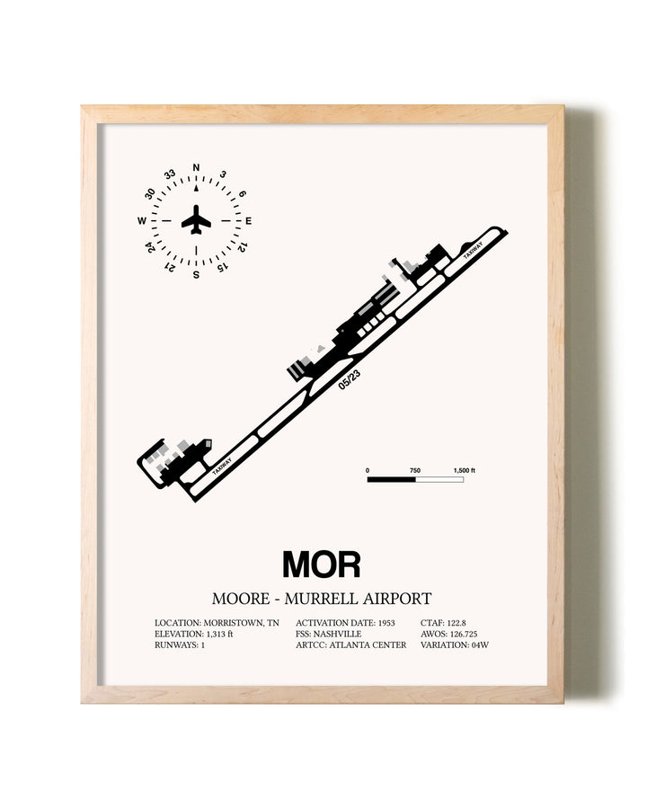 Moore-Murrell Airport framed wall art in white frame