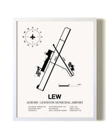 Auburn / Lewiston Municipal Airport airport map poster in oak frame
