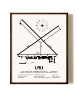 Las Cruces International Airport aviation print in walnut frame