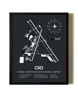 Unframed Conroe / North Houston Regional Airport map print poster