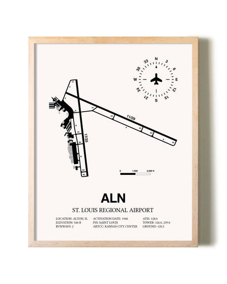 St. Louis Regional Airport framed wall art in white frame
