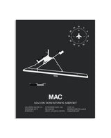 Gray Framed Macon Downtown Airport layout wall art poster