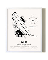 Robins Air Force Base airport map poster in oak frame