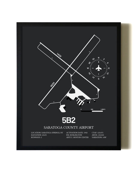 Unframed Saratoga County Airport map print poster