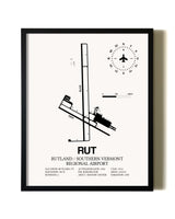 Framed Rutland / Southern Vermont Regional Airport wall art poster in black frame