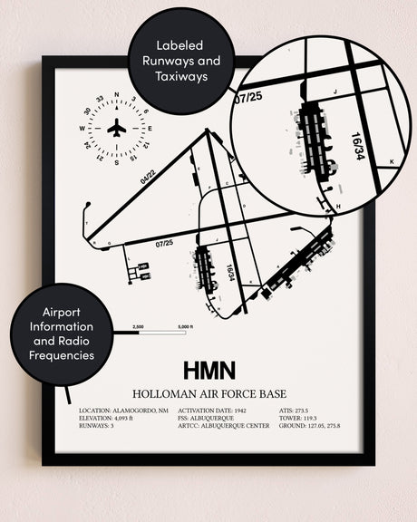 Framed Holloman Air Force Base layout wall art poster