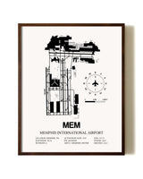 Memphis International Airport aviation print in walnut frame
